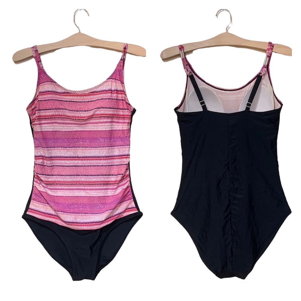 Christina Pink Black One Piece Swimsuit Size 8